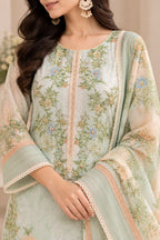 Pastel Green Floral Pakistani Suit Set with Dupatta