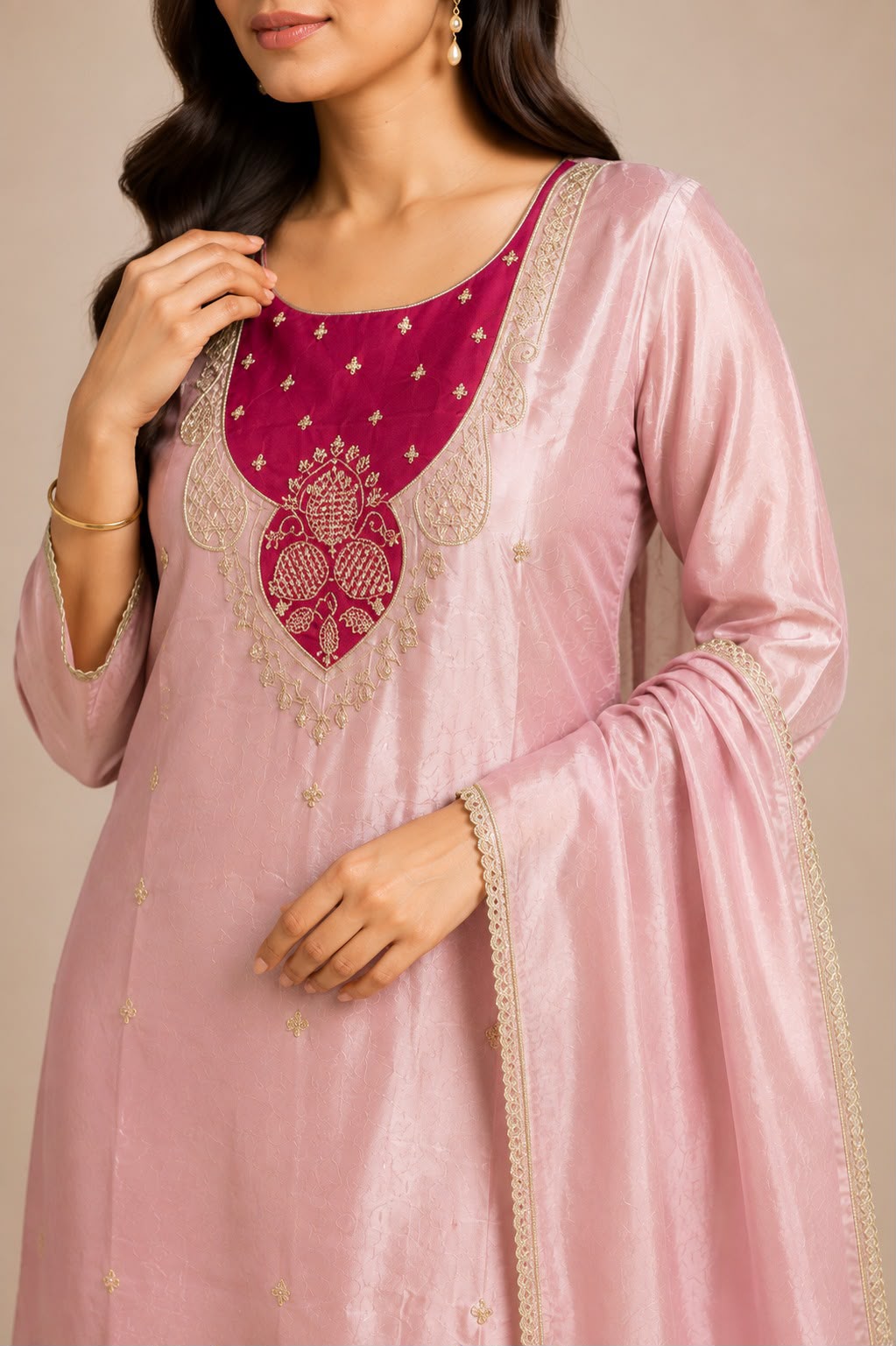 Pastel pink ethnic suit set