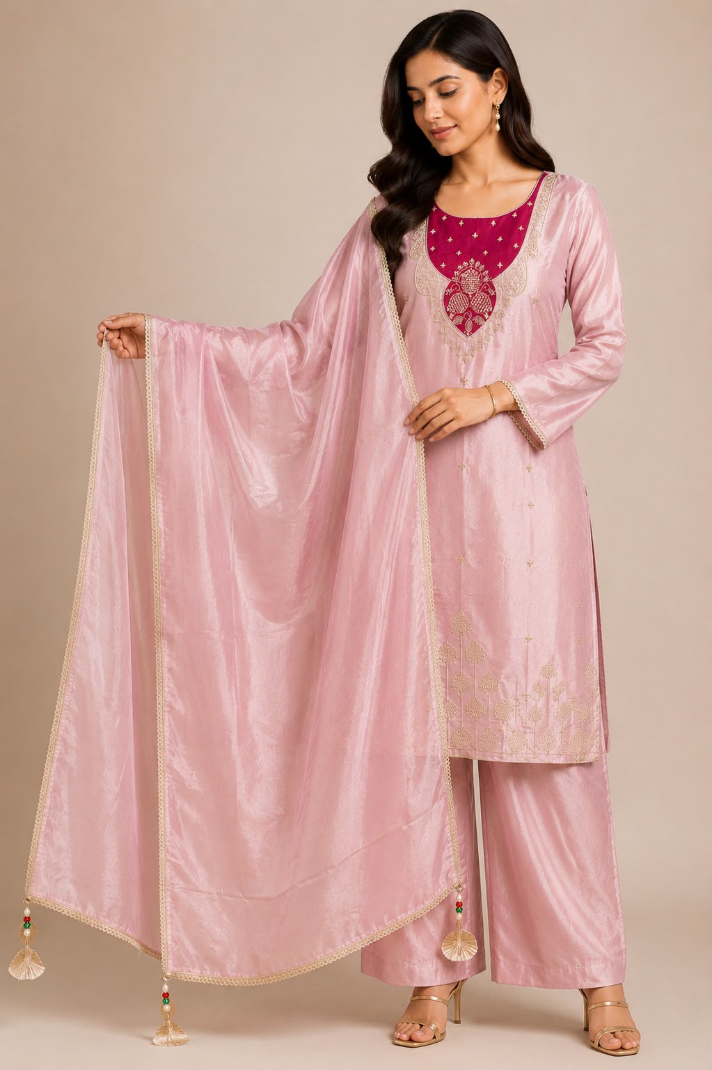 Pastel pink ethnic suit set