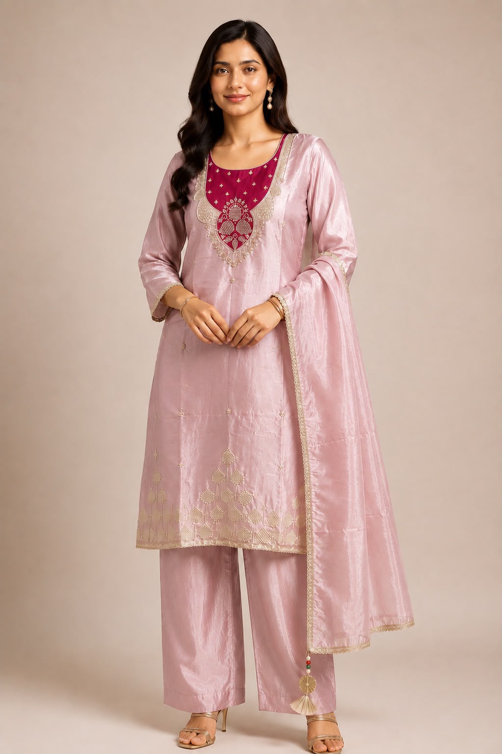 Pastel pink ethnic suit set