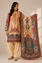 Elegant Printed Crepe  Farsi Suit Set