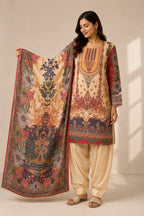 Elegant Printed Crepe  Farsi Suit Set