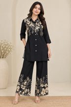 Black & Beige Floral Printed Co-Ord Set