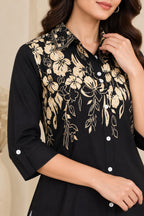 Black & Beige Floral Printed Co-Ord Set