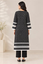 Women's Black Printed Kurta Pant Set with White Printed Dupatta – 3 Piece Ethnic Wear