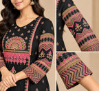 Black Printed Anarkali Suit Set