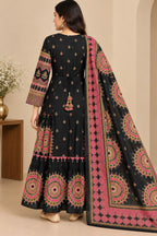 Black Printed Anarkali Suit Set