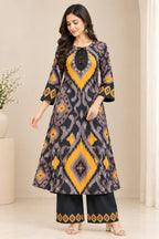 Women Printed Rayon A-Line Kurta with Palazzo Set