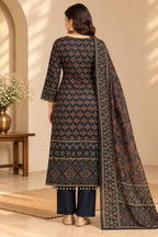 Women Navy Blue & Gold Ethnic Printed Kurta with Trousers & Printed Dupatta Set (3-Piece Set)