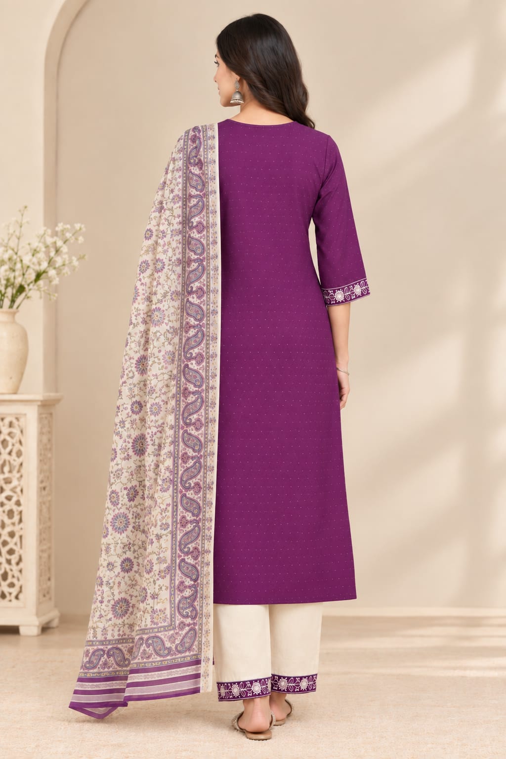 Elegant purple straight-fit kurta