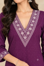 Elegant purple straight-fit kurta